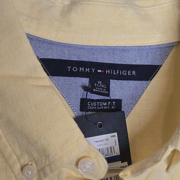 Tommy Hilfiger Linen Blend Yellow Short Sleeve Button-Up Shirt Size XL - Picture 4 of 9